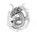 dragon rising from fire tattoo design idea