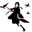 Itachi Uchiha with crows and Sharingan  tattoo design idea