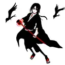 Itachi Uchiha with crows and Sharingan  tattoo design idea