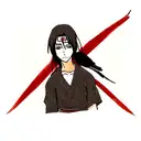 Itachi Uchiha with crows and Sharingan in background  tattoo design idea