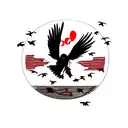 Itachi Uchiha with crows and Sharingan in background  tattoo design idea