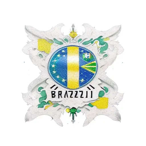 flag of brazil, colors green yellow blue white tattoo design idea