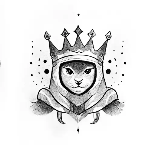 kid aries with a prince crown with a leaf background tattoo design idea