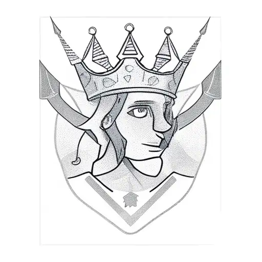 kid aries with a prince crown with a leaf background tattoo design idea