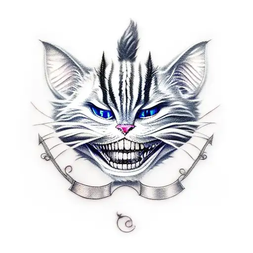 tattoo sleave of cheshire cat from live action alice and wonderland, sally from nightmare before christmas, n7 symbol, p tattoo design idea
