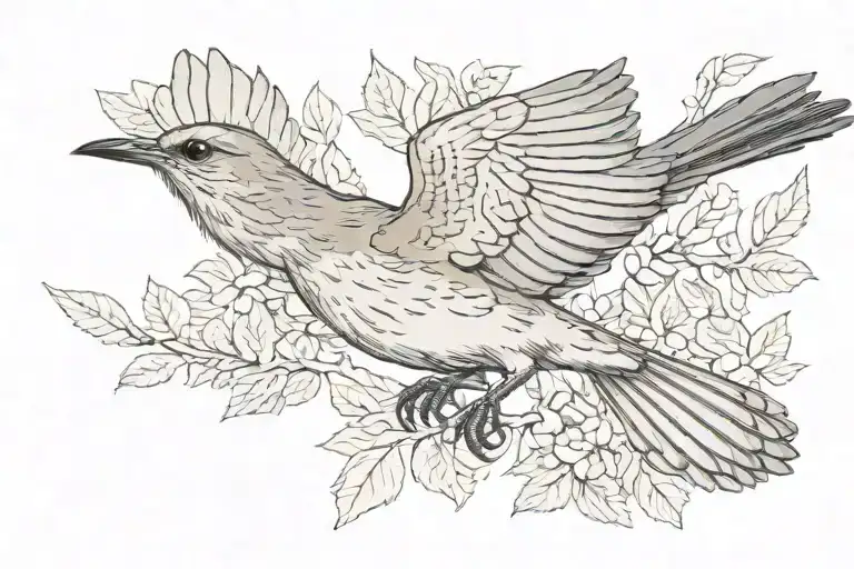 A Mockingbird Flying tattoo design idea