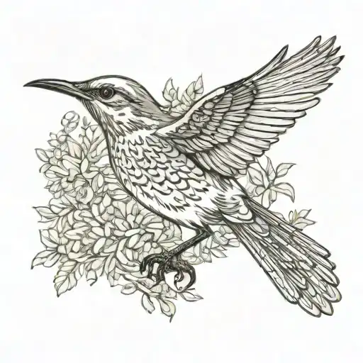 A mockingbird flying with its wings out  tattoo design idea