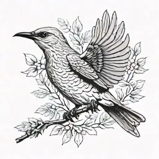 A mockingbird flying with its wings out  tattoo design idea