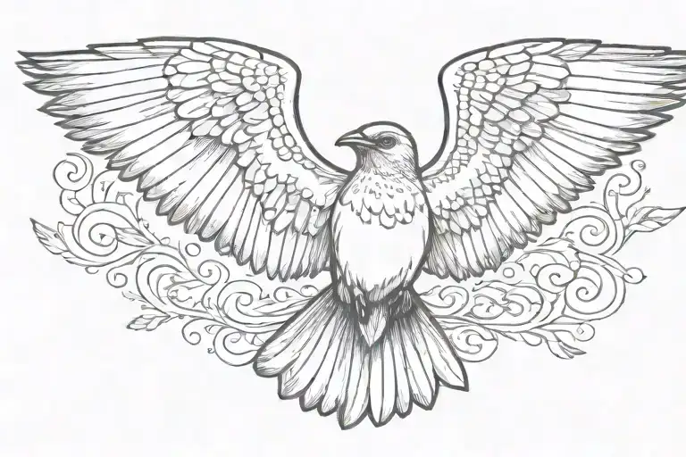 A mockingbird flying with its wings out  tattoo design idea
