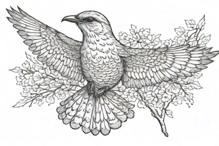 Just A Mockingbird Flying  tattoo design idea