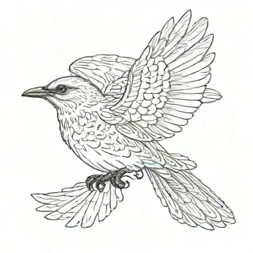 A mockingbird flying with its wings out  tattoo design idea