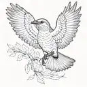 A mockingbird flying with its wings out  tattoo design idea