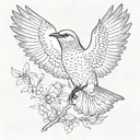 A mockingbird flying with its wings out  tattoo design idea