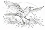 One flaying mockingbird with its wings stretched  out  tattoo design idea