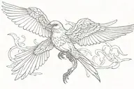 A flaying mockingbird with its wings stretched  out  tattoo design idea