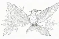 A flaying mockingbird with its wings stretched  out  tattoo design idea