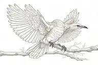 One flaying mockingbird with its wings stretched  out  tattoo design idea
