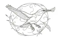 A Mockingbird in flight tattoo design idea