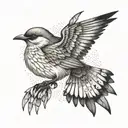 One flaying mockingbird with its wings stretched  out  tattoo design idea