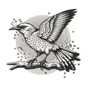 One flaying mockingbird with its wings stretched  out  tattoo design idea