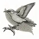One flaying mockingbird with its wings stretched  out  tattoo design idea