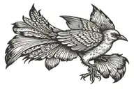 One flaying mockingbird with its wings stretched  out  tattoo design idea