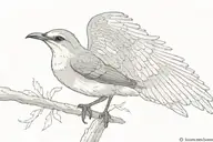 One flaying mockingbird with its wings stretched  out  tattoo design idea