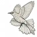 A mockingbird flying with its wings out  tattoo design idea