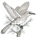 A mockingbird flying with its wings out  tattoo design idea