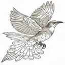 A mockingbird flying with its wings out  tattoo design idea