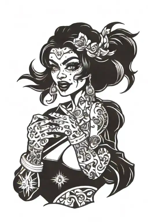  hate angry sexy lady on the hand motor tattoo design idea