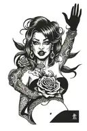  hate angry funeral sexy lady on the hand motor tattoo design idea