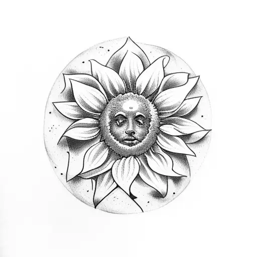 a tattoo in which a sunflower is located in the center and a rose and a daisy are located on the sides tattoo design idea