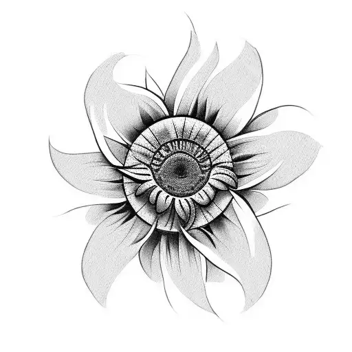 a tattoo in which a sunflower is located in the center and a rose and a daisy are located on the sides tattoo design idea