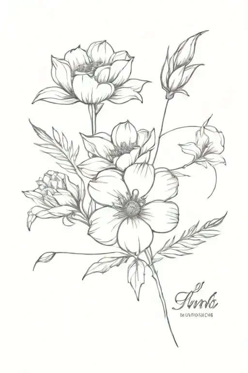 birth flower june, November and august tattoo design idea