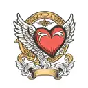 heart with angel wings and halo tattoo design idea