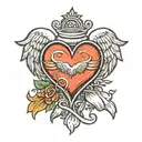 heart with angel wings and halo tattoo design idea