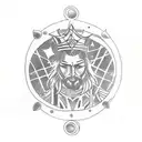 circle combinaton of archetypes - Warrior, magician, lover, king  tattoo design idea