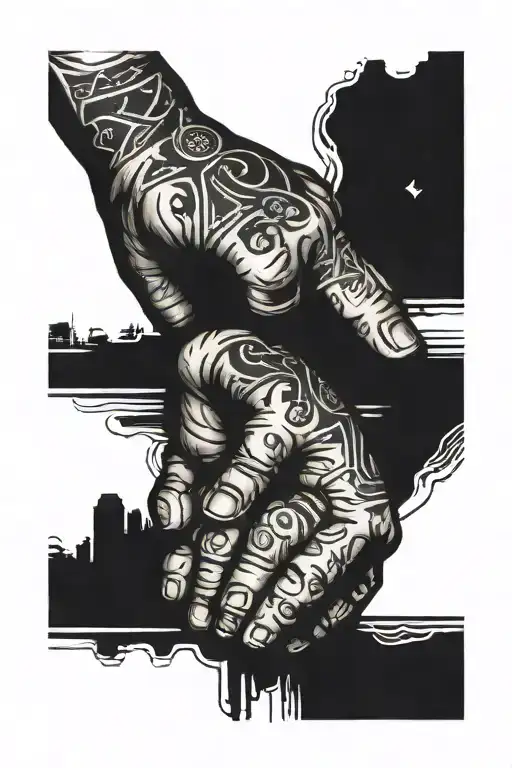 Big and small knuckle bump, father and son tattoo design idea