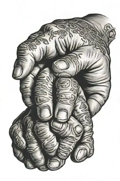 Big and small knuckle bump, father and son tattoo design idea