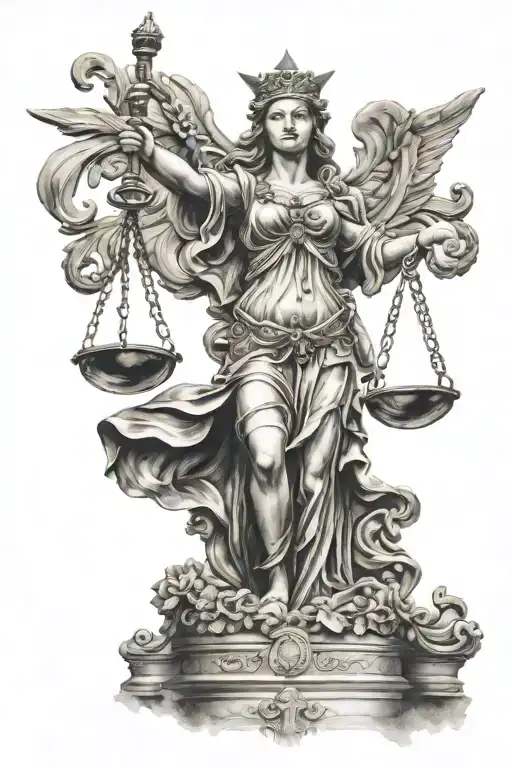 lady justice tattoo design idea