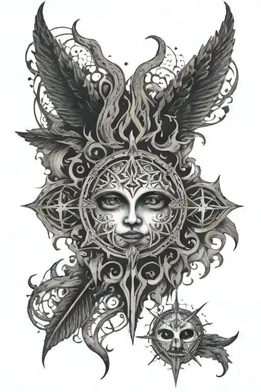 pagan sacriface symbols tattoo design idea