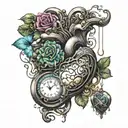 bilancia con cuore e cervello  tattoo design idea