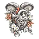 bilancia con cuore e cervello  tattoo design idea