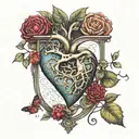 bilancia con cuore e cervello  tattoo design idea