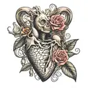 bilancia con cuore e cervello  tattoo design idea