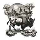 Buffalo flatirons on back tattoo design idea