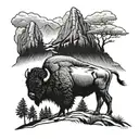 Buffalo flatirons on back tattoo design idea