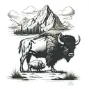 Buffalo flatirons on back tattoo design idea