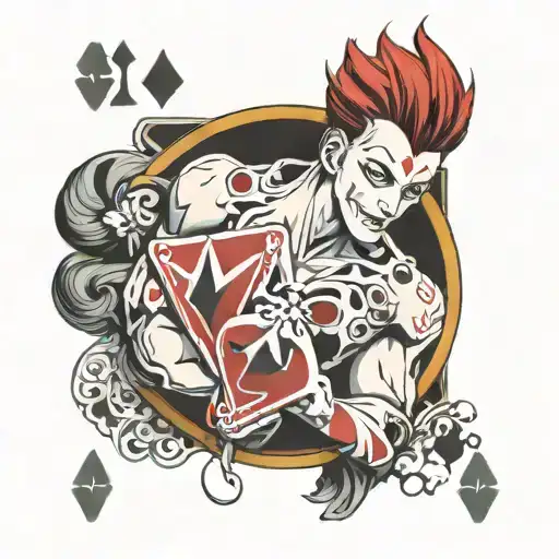 hisoka with playing cards tattoo design idea